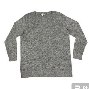 Lucky Brand V Neck Heather Gray Long Sleeve Knit Shirt Size L